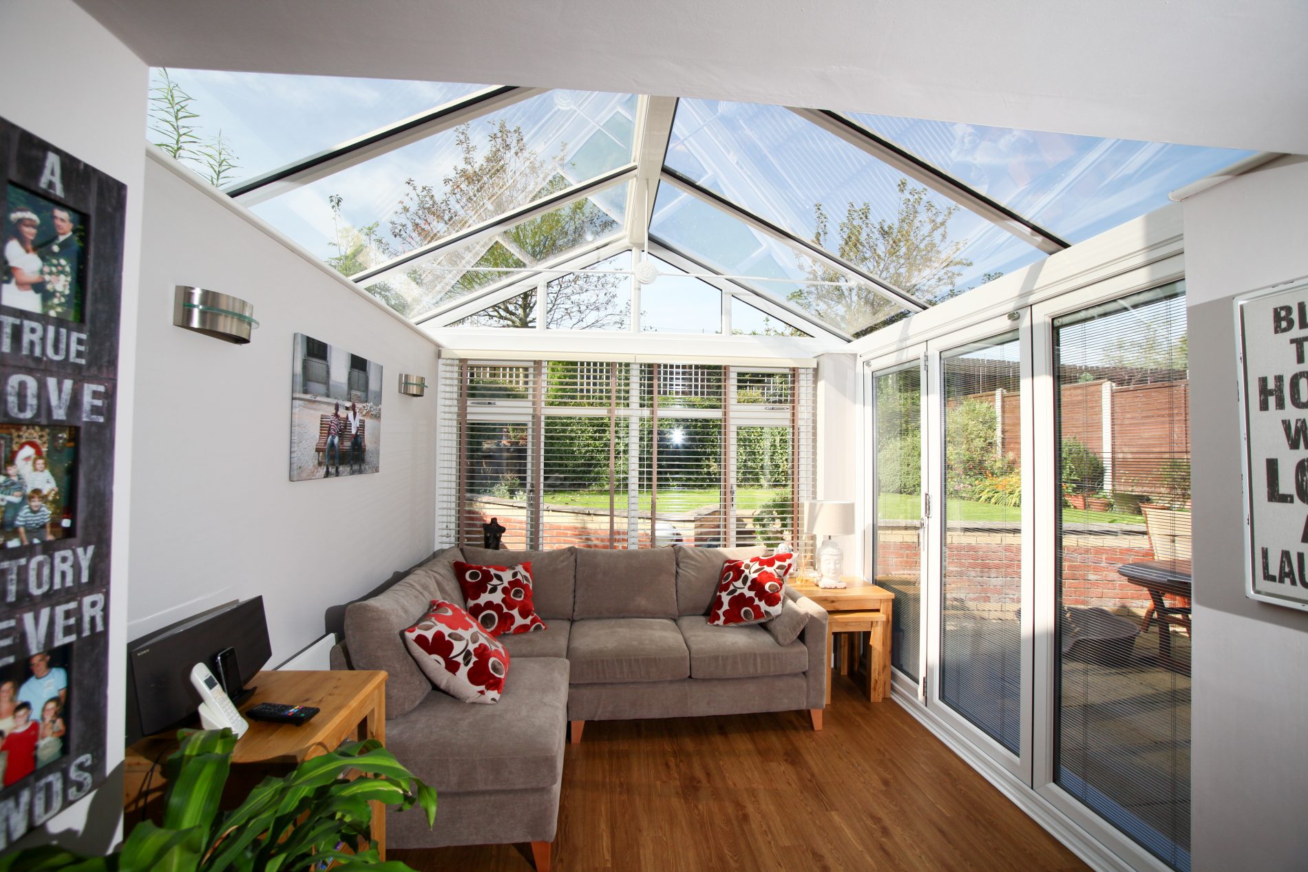 living room with conservatory